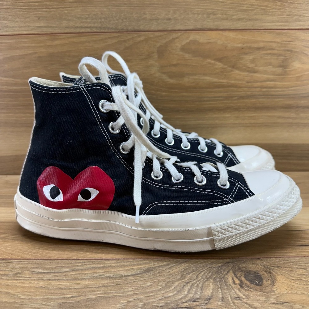 Converse Comme Des Garcons Play Chuck 70 High Sneakers Mens 8 Black Streetwear